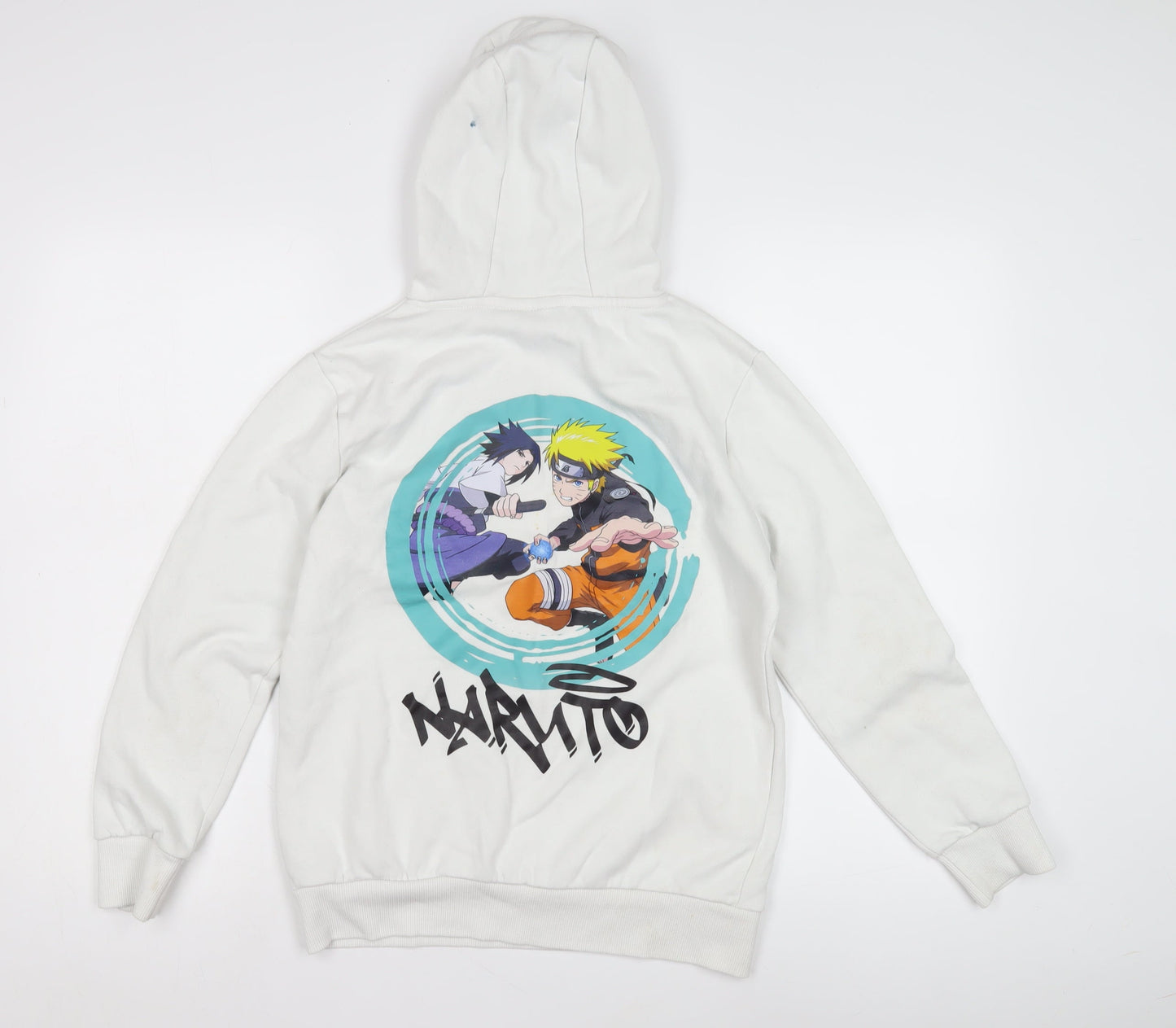 Naruto Shippuden Boys White Hoodie, Anime Graphic Pullover 11-12 Yrs