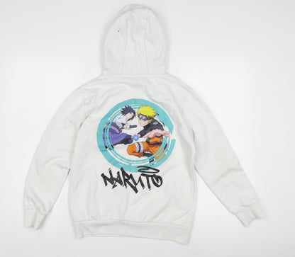 Naruto Shippuden Boys White Hoodie, Anime Graphic Pullover 11-12 Yrs