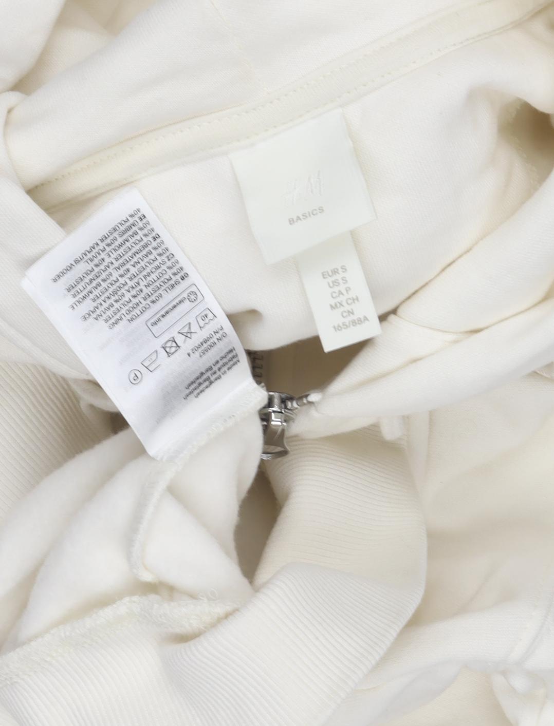 H&M Women's White Full Zip Hoodie Size S