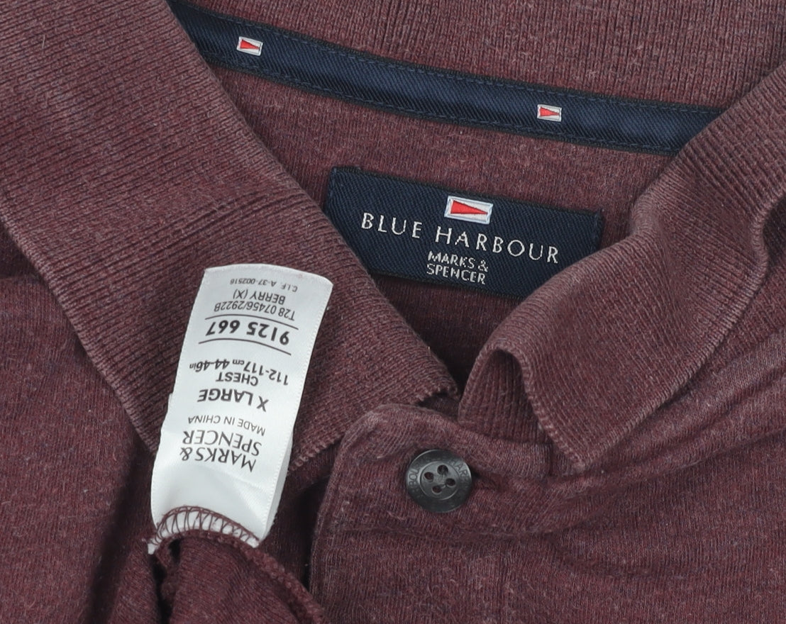 Marks and Spencer Men's Red XL Long Sleeve Polo