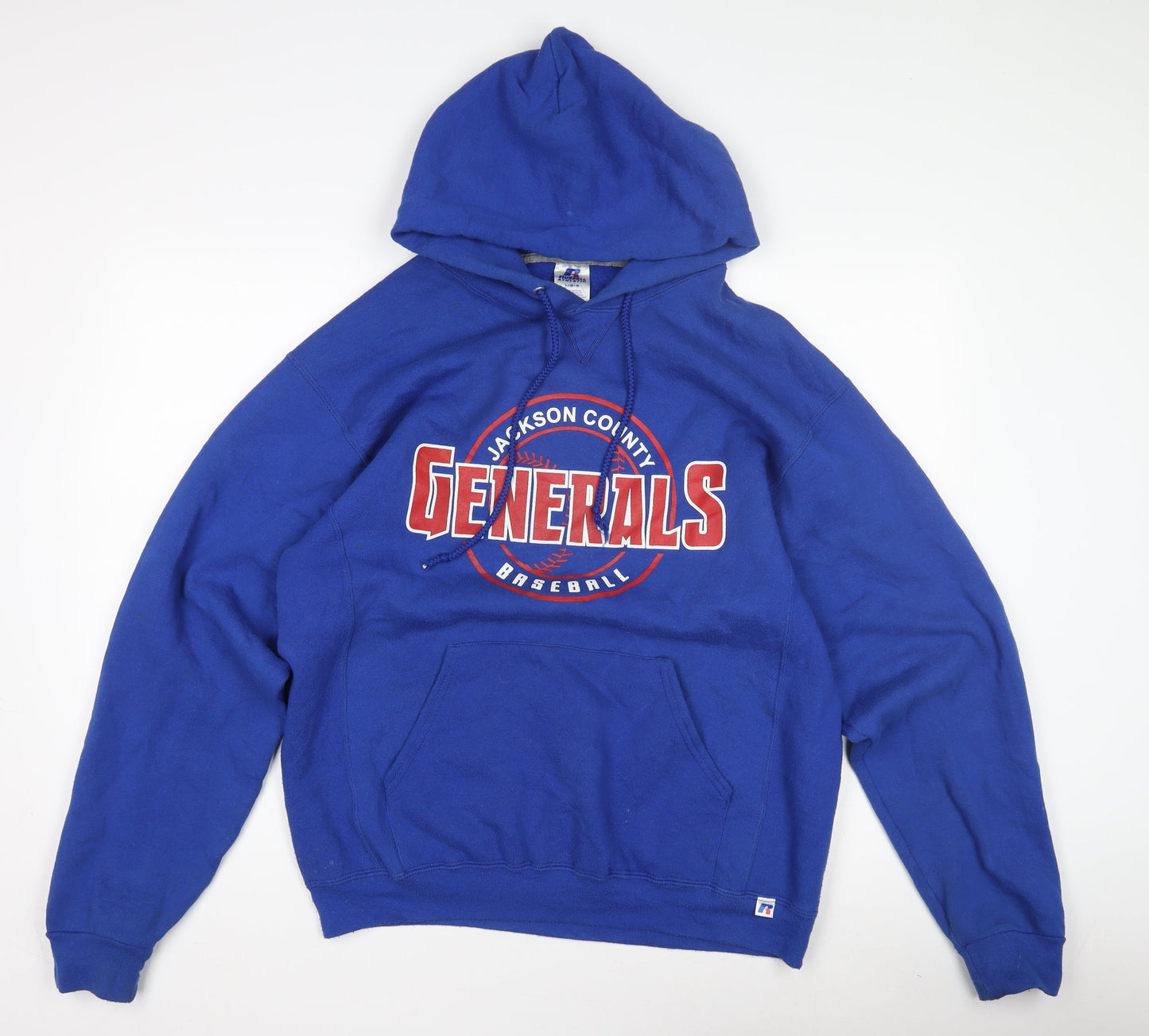 Mens UK Size L Russell Athletic Blue Pullover Hoodie
