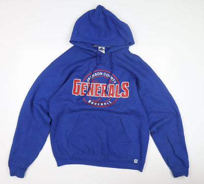 Mens UK Size L Russell Athletic Blue Pullover Hoodie