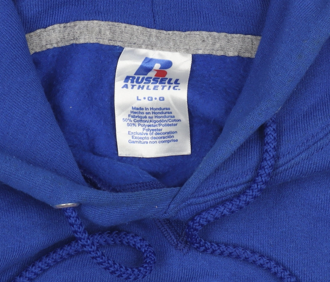 Mens UK Size L Russell Athletic Blue Pullover Hoodie