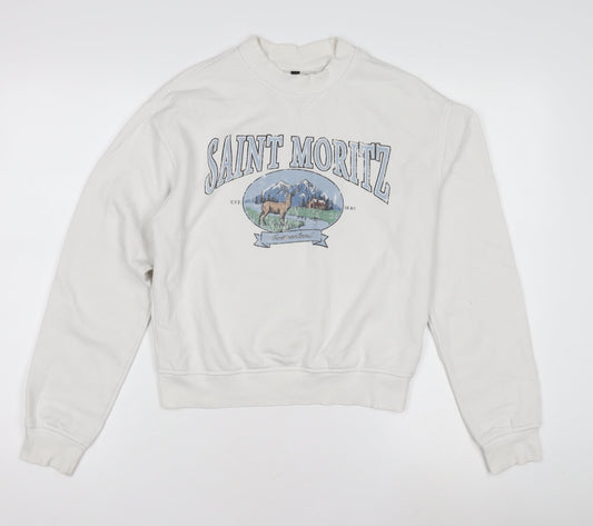 H&M Women's White Pullover Sweatshirt XS