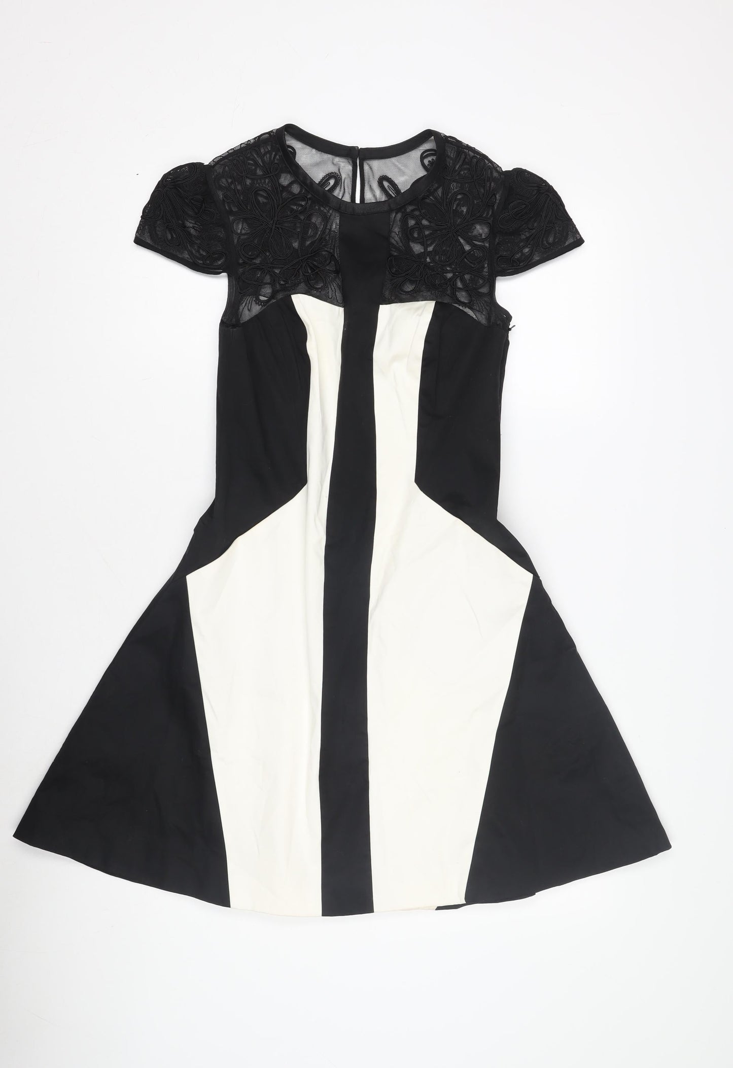 Karen Millen Women's Black & White Fit & Flare Dress Size 10