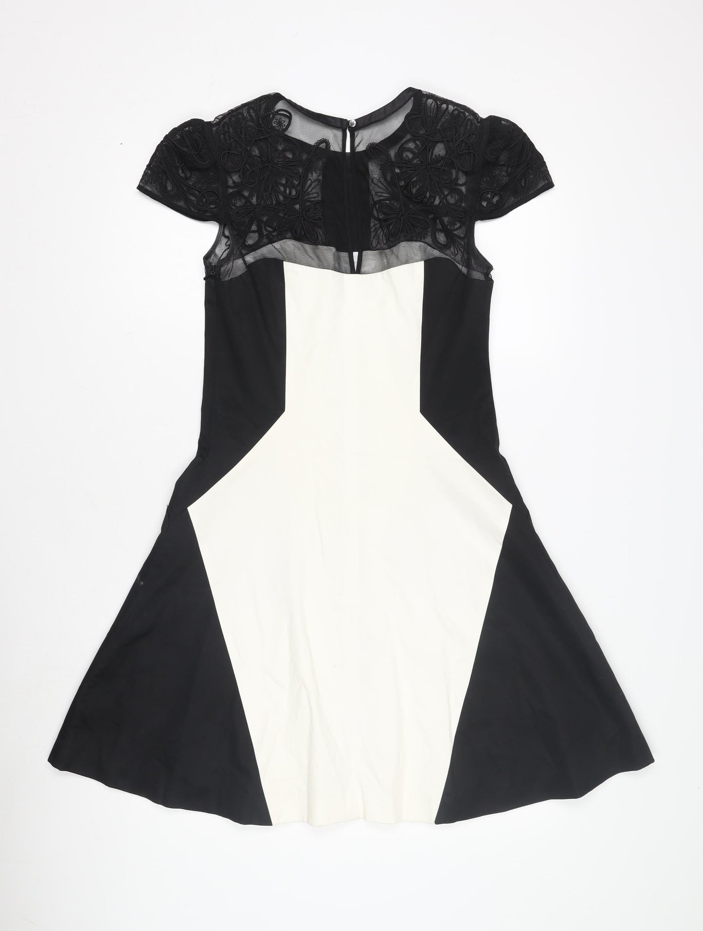 Karen Millen Women's Black & White Fit & Flare Dress Size 10