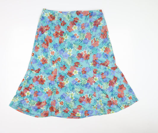 Cotton Traders Women's Multicoloured Floral A-Line Skirt Size 16