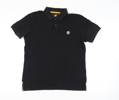 Timberland Men's Black Polo, M, Regular Fit, Short Sleeve