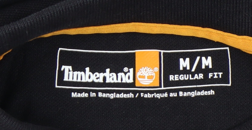 Timberland Men's Black Polo, M, Regular Fit, Short Sleeve