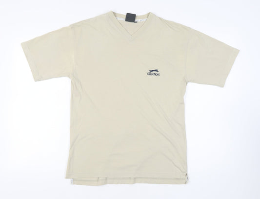 Slazenger Men's Beige V-Neck T-Shirt, Size S