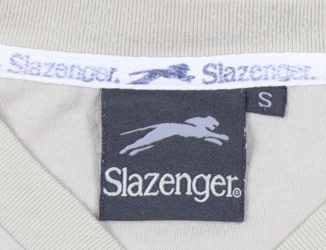 Slazenger Men's Beige V-Neck T-Shirt, Size S