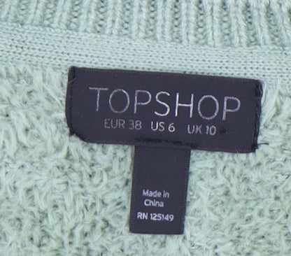 Topshop Women's Green Pullover Jumper - Size 10
