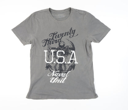 Goodsouls Men's Grey USA Navy Graphic T-Shirt Size M