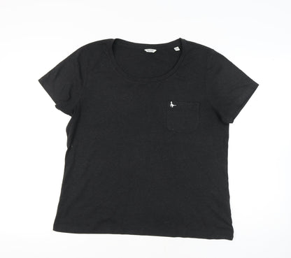 Jack Wills Women's Black T-Shirt, Size 16, Short Sleeve