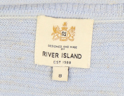 Womens UK Size 8 River Island Blue Cardigan Jumper