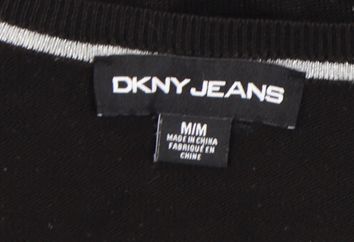 DKNY JEANS Women's Black Star Jumper V-Neck M