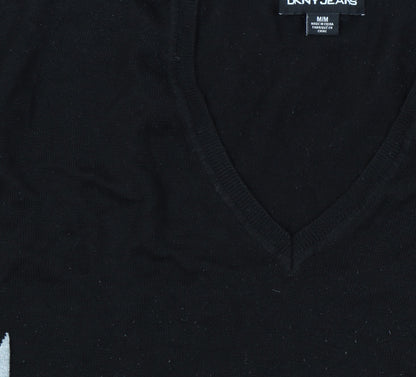 DKNY JEANS Women's Black Star Jumper V-Neck M