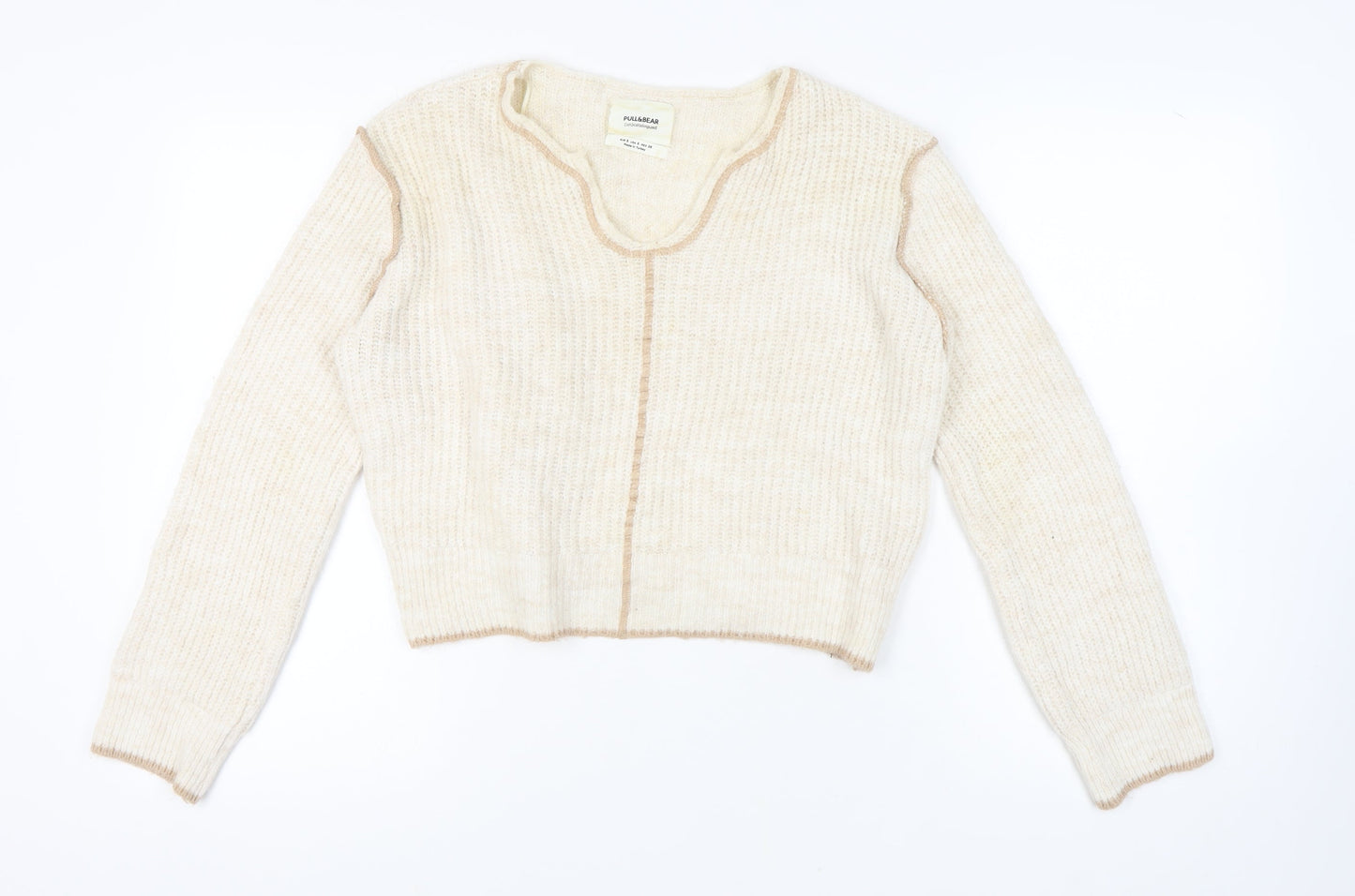 Womens UK Size 10 Pull&Bear Ivory Pullover Jumper