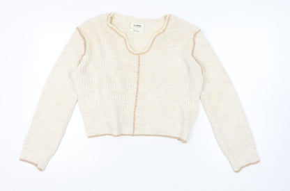 Womens UK Size 10 Pull&Bear Ivory Pullover Jumper