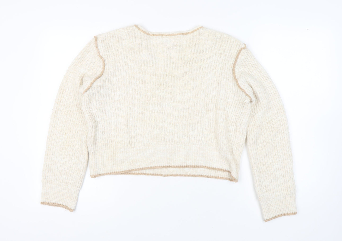 Womens UK Size 10 Pull&Bear Ivory Pullover Jumper