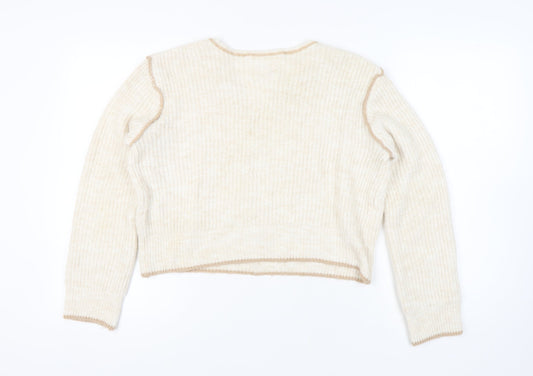 Womens UK Size 10 Pull&Bear Ivory Pullover Jumper