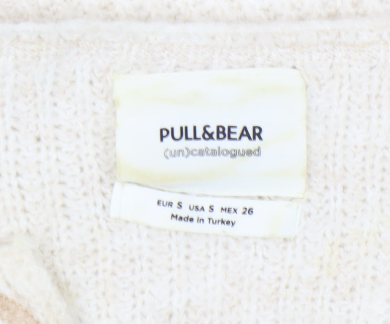 Womens UK Size 10 Pull&Bear Ivory Pullover Jumper