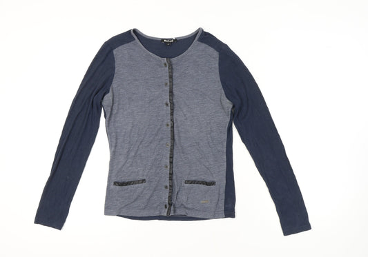 Barbour Blue Jersey Long Sleeve Button-Up Women's 10