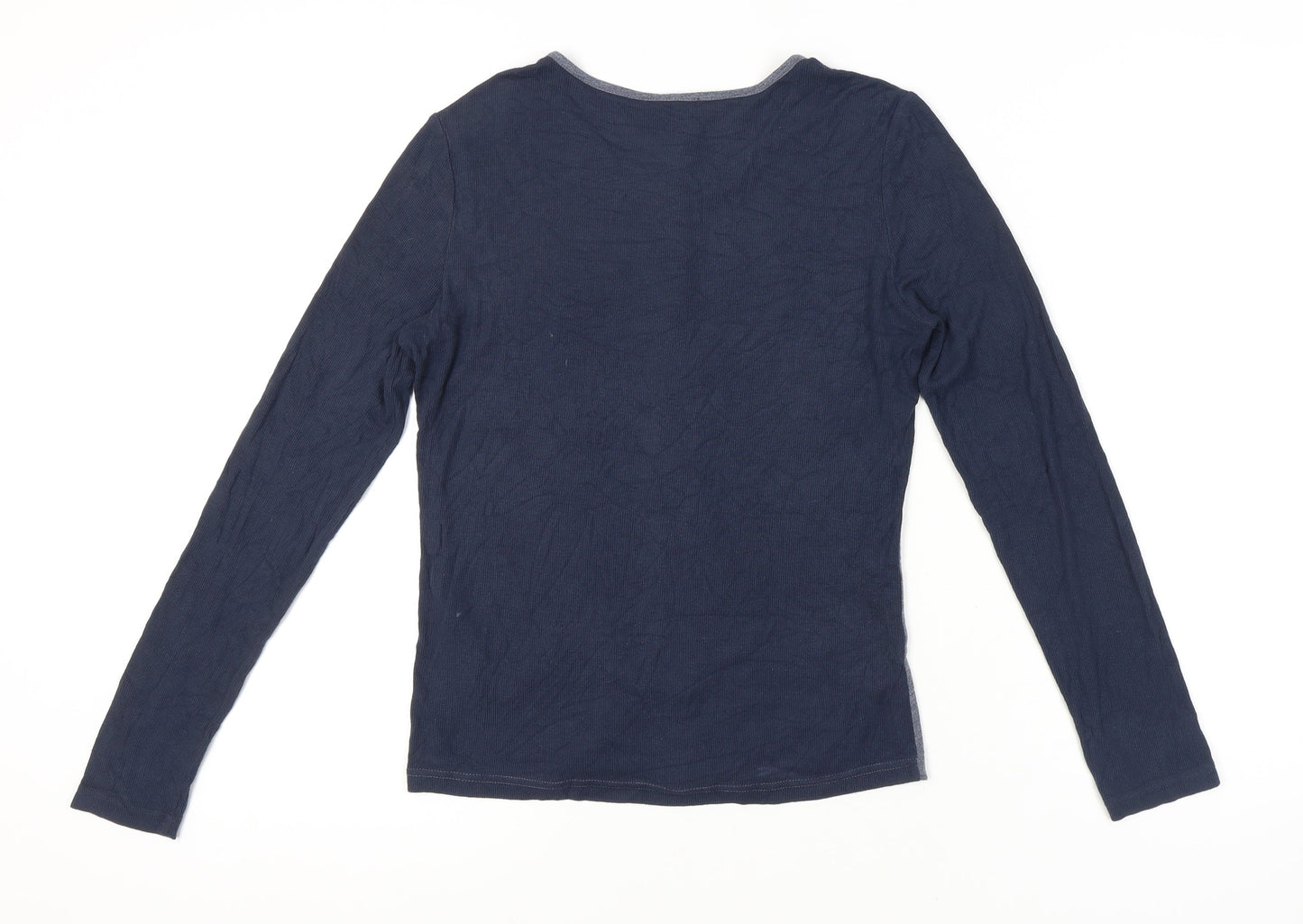 Barbour Blue Jersey Long Sleeve Button-Up Women's 10