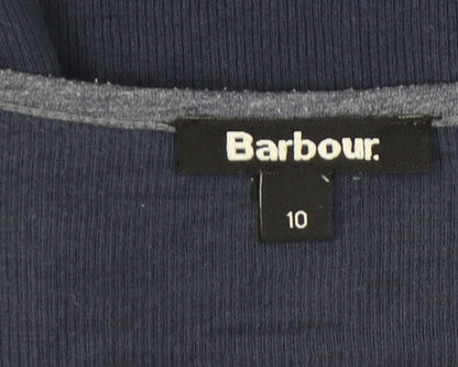 Barbour Blue Jersey Long Sleeve Button-Up Women's 10