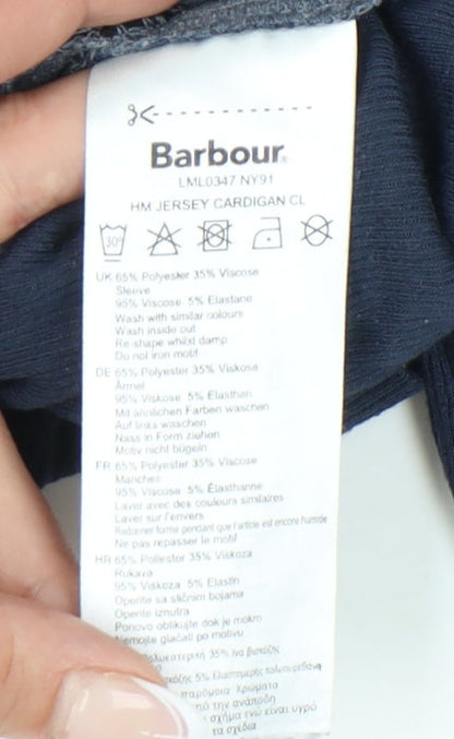 Barbour Blue Jersey Long Sleeve Button-Up Women's 10