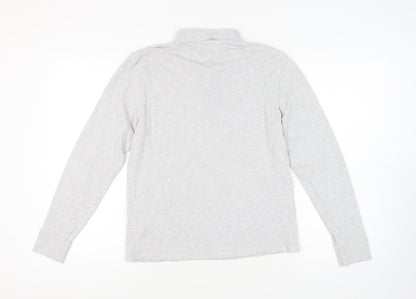 Boss Men's Grey Long Sleeve Slim Fit Polo, Size M