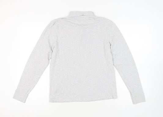 Boss Men's Grey Long Sleeve Slim Fit Polo, Size M