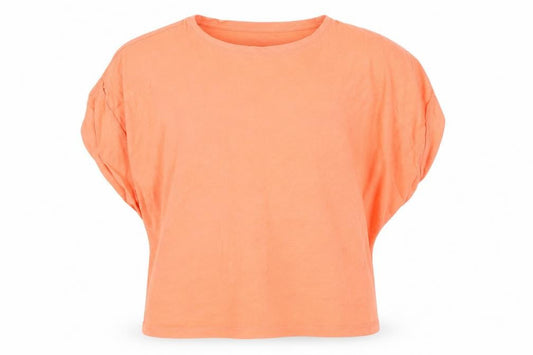 Zara Girls Orange Cotton T-Shirt 13-14 Years Solid Crew Neck