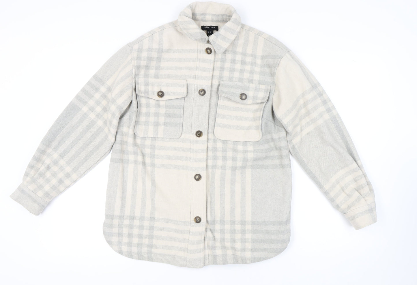 New Look Women's Beige Plaid Jacket Size 10