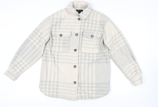 New Look Women's Beige Plaid Jacket Size 10