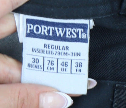 Portwest Men's Cargo Trousers Black Size 30 Regular