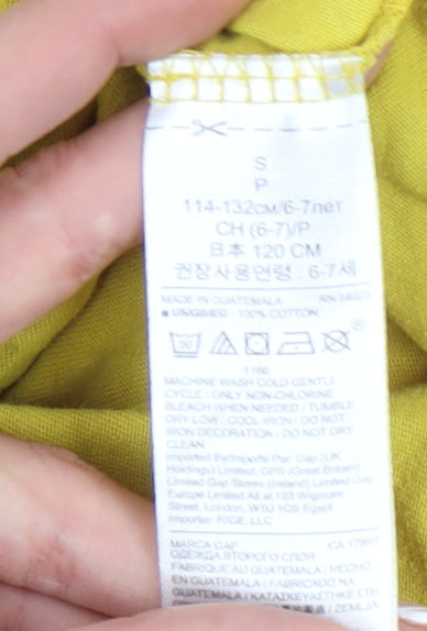 Gap Boys Yellow Graphic Long Sleeve T-Shirt 6-7 Years