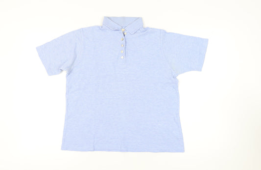 EWM Women's Blue Polo Shirt Size M Cotton Casual