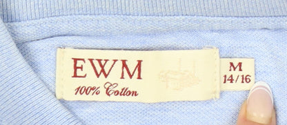 EWM Women's Blue Polo Shirt Size M Cotton Casual