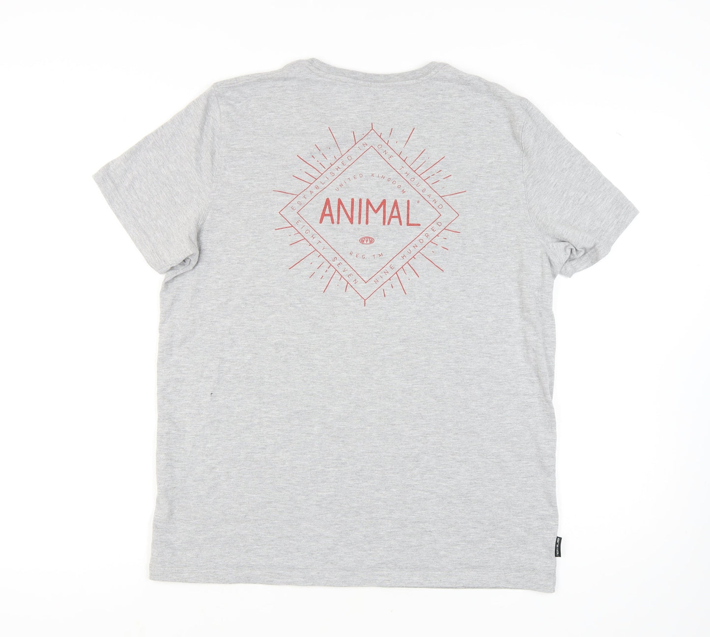 Mens UK Size L Animal Grey  T-Shirt