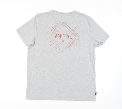 Mens UK Size L Animal Grey  T-Shirt