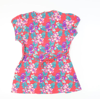 Mandaruy Women's Floral Blouse, Size 16, Red, Tunic Style