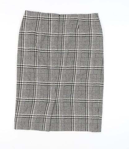 Jaeger Women Pencil Skirt Black Check Size 12 Elegant