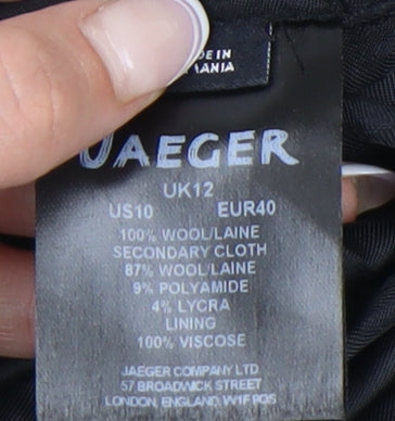 Jaeger Women Pencil Skirt Black Check Size 12 Elegant