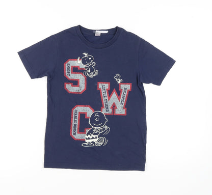 Uniqlo Girls Blue Graphic T-Shirt, 9-10 Years, Cotton Blend