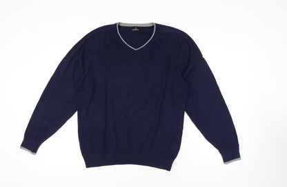 Stuburt Men's Blue V-Neck Pullover Jumper - Size L