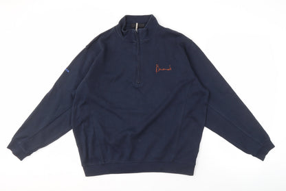 Mens UK Size L Glenmuir Blue 1/4 Zip Sweatshirt