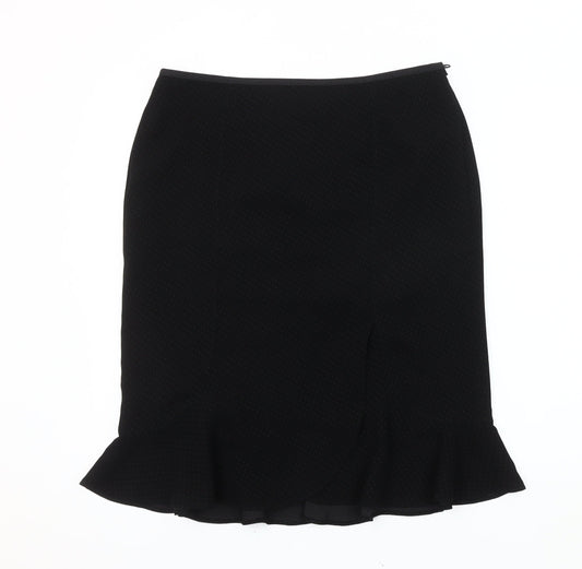 Next Women's Black Trumpet Skirt, Size 14, Ruffle Accent