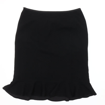 Next Women's Black Trumpet Skirt, Size 14, Ruffle Accent