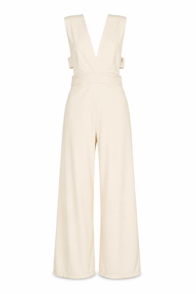 Womens UK Size 8 Oh Polly One-Piece Beige Jumpsuit